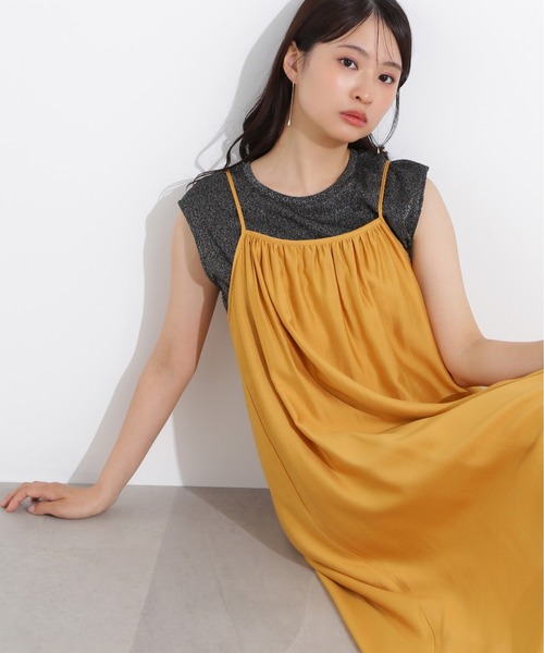 N.(N. Natural Beauty Basic)(エヌエヌナチュラルビューティーベーシック)の「フレンチスリーブラメカットソー(Tシャツ/カットソー・レディース・ライトグリーン/ブラック/グレー・MEDIUM)」の4枚目の写真