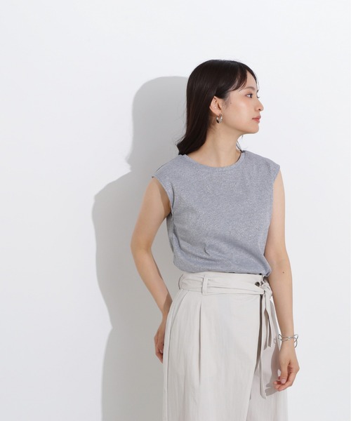 N.(N. Natural Beauty Basic)(エヌエヌナチュラルビューティーベーシック)の「フレンチスリーブラメカットソー(Tシャツ/カットソー・レディース・ライトグリーン/ブラック/グレー・MEDIUM)」の14枚目の写真