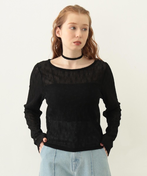 MILKFED.（ミルクフェド）の「LACE L/S TOP（Tシャツ/カットソー・レディース・オフホワイト/ブラック・ONE SIZE）」の2枚目の写真