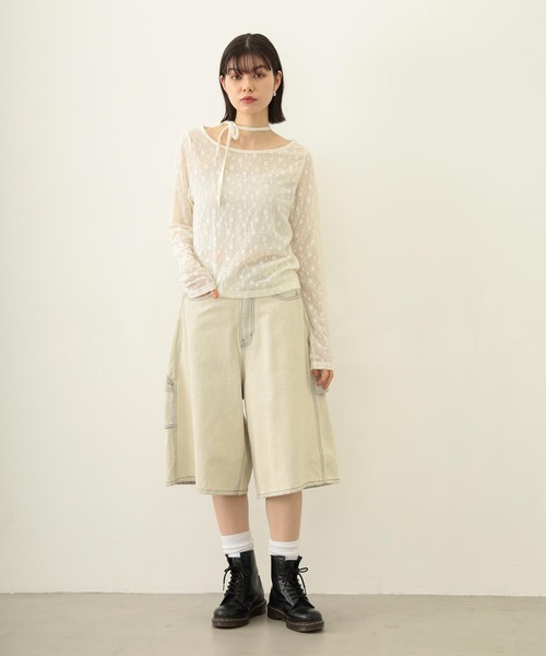 MILKFED.（ミルクフェド）の「LACE L/S TOP（Tシャツ/カットソー・レディース・オフホワイト/ブラック・ONE SIZE）」の14枚目の写真