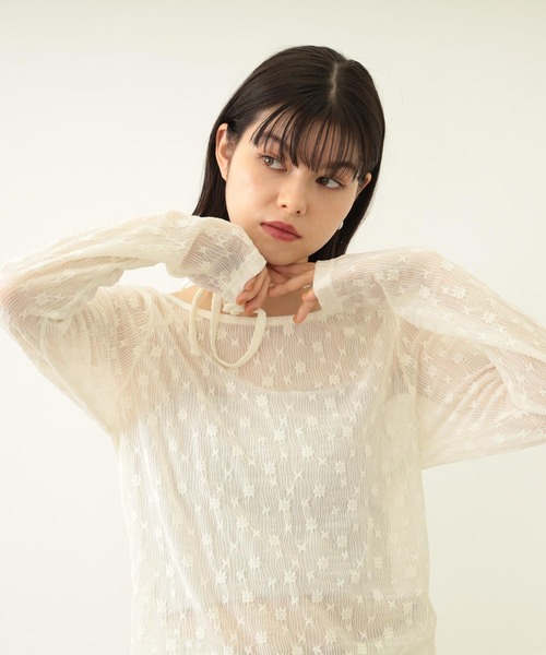 MILKFED.（ミルクフェド）の「LACE L/S TOP（Tシャツ/カットソー・レディース・オフホワイト/ブラック・ONE SIZE）」の3枚目の写真