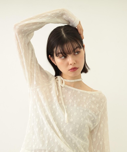 MILKFED.（ミルクフェド）の「LACE L/S TOP（Tシャツ/カットソー・レディース・オフホワイト/ブラック・ONE SIZE）」の4枚目の写真