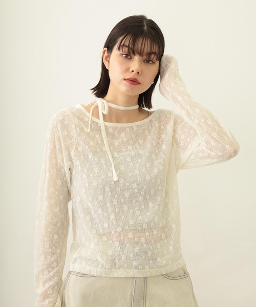 MILKFED.（ミルクフェド）の「LACE L/S TOP（Tシャツ/カットソー・レディース・オフホワイト/ブラック・ONE SIZE）」の8枚目の写真