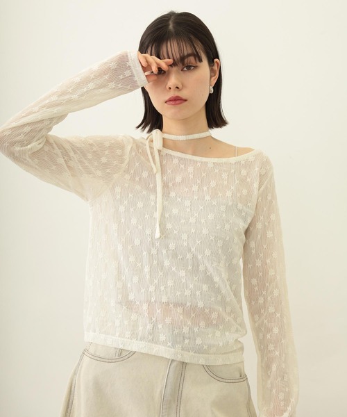 MILKFED.（ミルクフェド）の「LACE L/S TOP（Tシャツ/カットソー・レディース・オフホワイト/ブラック・ONE SIZE）」の10枚目の写真