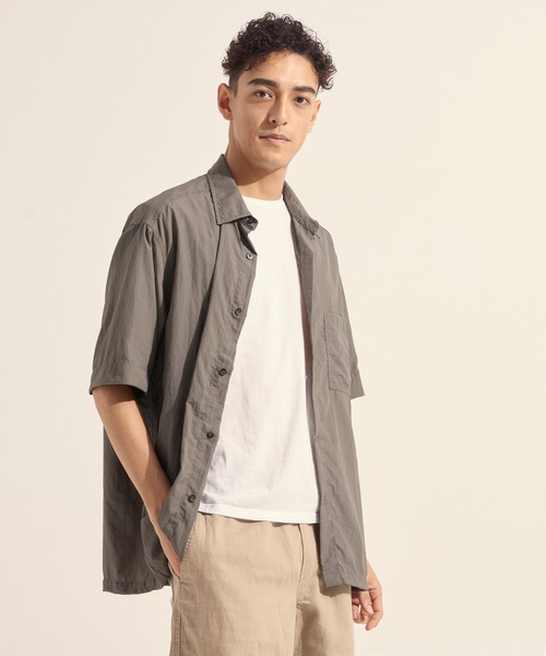 coca(coca)(コカ)の「ライトワッシャーナイロン半袖シャツ(シャツ/ブラウス・メンズ・チャコール/ブラウン・M/L/XL)」の6枚目の写真