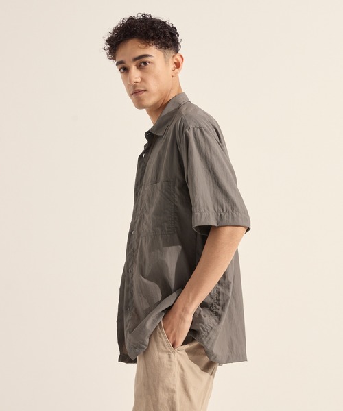 coca(coca)(コカ)の「ライトワッシャーナイロン半袖シャツ(シャツ/ブラウス・メンズ・チャコール/ブラウン・M/L/XL)」の7枚目の写真