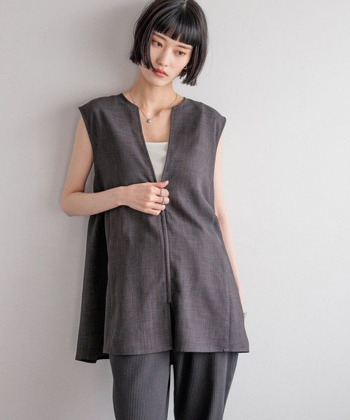 LOWRYS FARM(ローリーズファーム)の「バスケットベスト(その他アウター・レディース・チャコールグレー/アイボリー/ベージュ/ブラウン・FREE)」の6枚目の写真