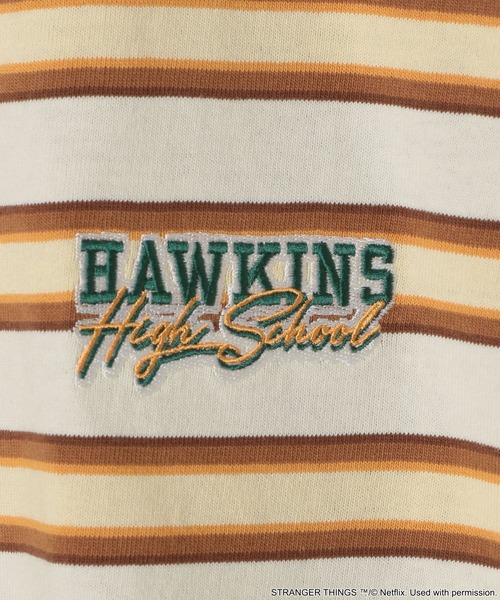 niko and...(ニコアンド)の「【STRANGER THINGS】コラボ ボーダーTシャツ(Tシャツ/カットソー・メンズ・イエロー/ブルー/オフホワイト・LARGE/MEDIUM)」の8枚目の写真