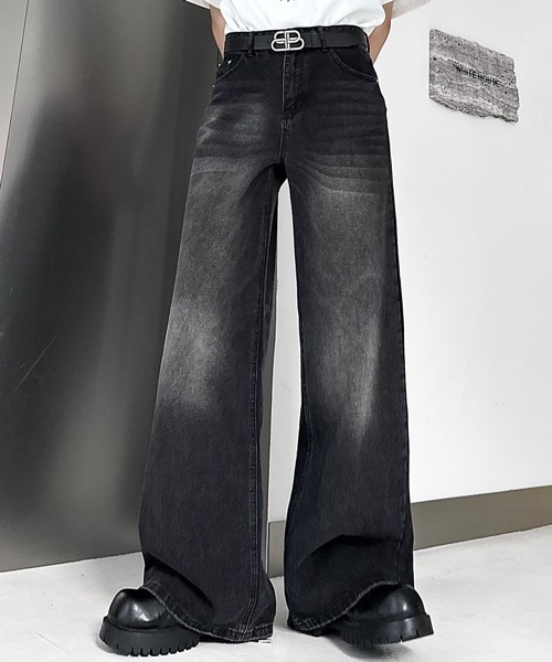 NOWLE（ノウル）の「【NOWLE】Y2K ブラック ヴィンテージ ウォッシュ フレア デニム（デニムパンツ・メンズ・ブラック・X-LARGE/LARGE/MEDIUM）」の8枚目の写真