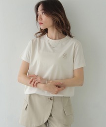 【CLEIO】ロゴ刺繍コットンTシャツ LOGO EMBROIDERED COTTON T-SHIRT/980-13616