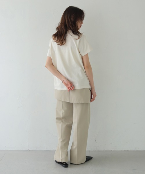 CLEIO(クレイオ)の「【CLEIO】ロゴ刺繍コットンTシャツ LOGO EMBROIDERED COTTON T-SHIRT/980-13616(Tシャツ/カットソー・レディース・ベージュ/ネイビー/アイボリー・FREE)」の14枚目の写真