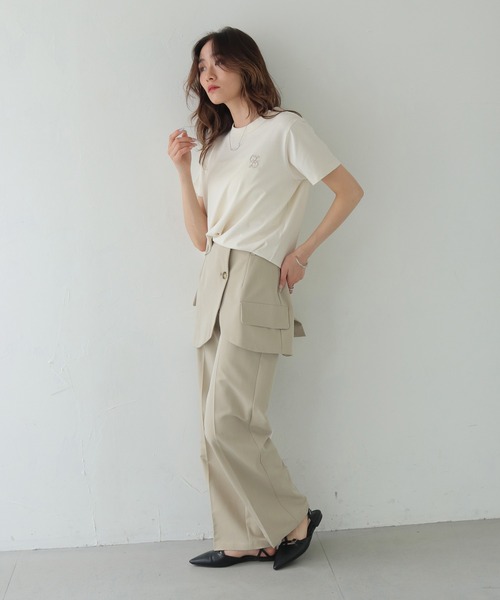 CLEIO(クレイオ)の「【CLEIO】ロゴ刺繍コットンTシャツ LOGO EMBROIDERED COTTON T-SHIRT/980-13616(Tシャツ/カットソー・レディース・ベージュ/ネイビー/アイボリー・FREE)」の13枚目の写真