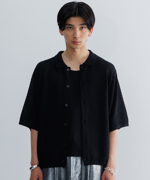 SINSS（シンス）の「Half sleeve mesh knit shirt / ハーフ