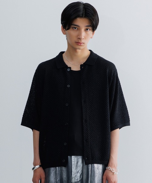 Half sleeve mesh knit shirt / ハーフスリーブメッシュニット