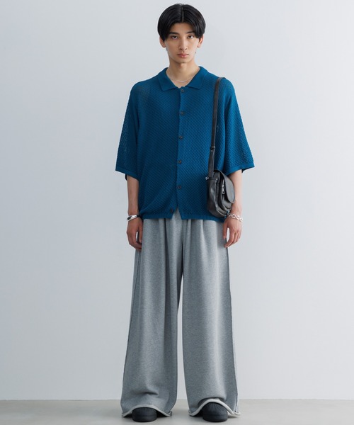 トップス Half sleeve mesh knit shirt セール】Half sleeve mesh knit shirt / ハーフスリーブメッシュ