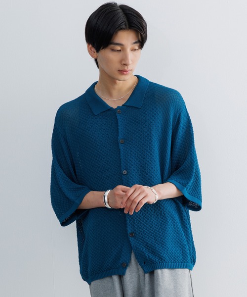 当店在庫してます！ Half ハーフスリーブメッシュニット / shirt knit mesh sleeve トップス