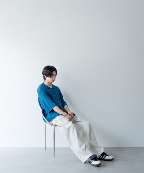 セール】Half sleeve mesh knit shirt / ハーフスリーブメッシュ