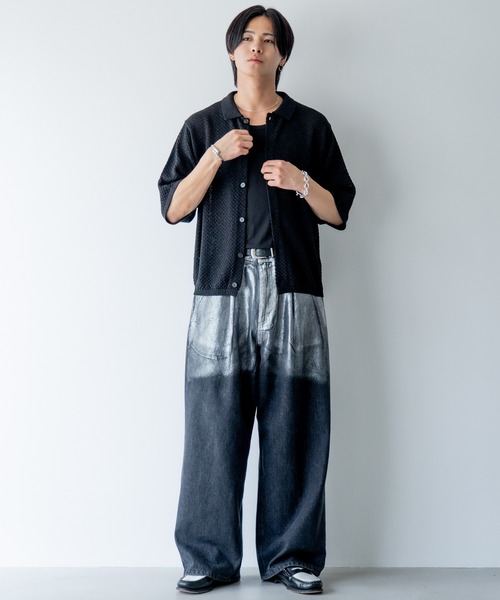 Half sleeve mesh knit shirt / ハーフスリーブメッシュニット