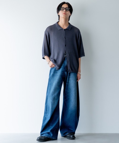 Half sleeve mesh knit shirt / ハーフスリーブメッシュニット