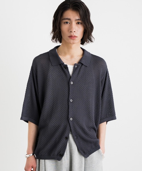 Half sleeve mesh knit shirt / ハーフスリーブメッシュニットシャツ