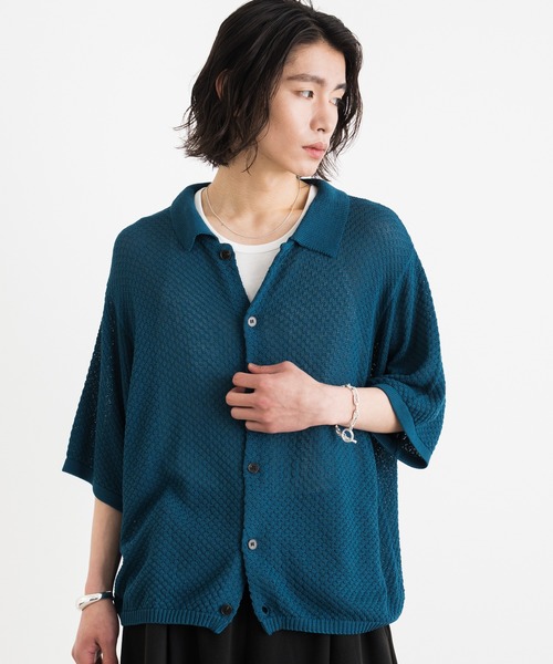 Half sleeve mesh knit shirt / ハーフスリーブメッシュニットシャツ