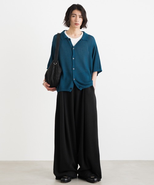 SINSS(シンス)の「Half sleeve mesh knit shirt / ハーフスリーブメッシュニットシャツ(シャツ/ブラウス・メンズ・ブルー/ブラック/チャコール・SMALL/MEDIUM/LARGE)」の9枚目の写真
