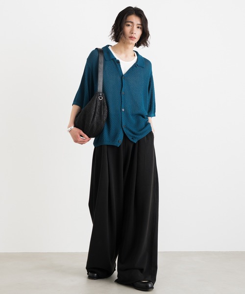 SINSS(シンス)の「Half sleeve mesh knit shirt / ハーフスリーブメッシュニットシャツ(シャツ/ブラウス・メンズ・ブルー/ブラック/チャコール・SMALL/MEDIUM/LARGE)」の8枚目の写真