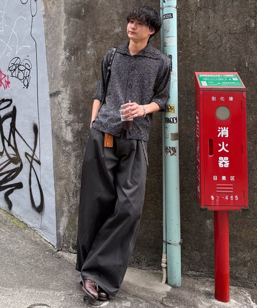 SINSS(シンス)の「Half sleeve mesh knit shirt / ハーフスリーブメッシュニットシャツ(シャツ/ブラウス・メンズ・ブルー/ブラック/チャコール・SMALL/MEDIUM/LARGE)」の6枚目の写真
