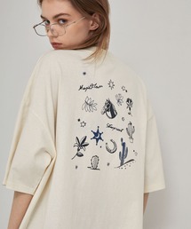 EMMA CLOTHES | ヴィンテージライク ピグメント加工 フラワーグラフィックプリント オーバーサイズ半袖Tシャツ(Tシャツ/カットソー)