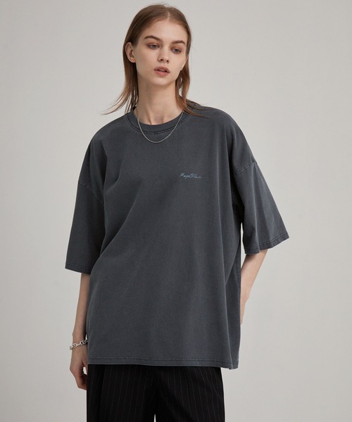 EMMA CLOTHES（エマクローズ）の「ヴィンテージライク ピグメント加工 フラワーグラフィックプリント オーバーサイズ半袖Tシャツ（Tシャツ/カットソー・レディース・ブラック系1/ブラック系/ホワイト系/ホワイト系1/ネイビー系・M/L）」の15枚目の写真