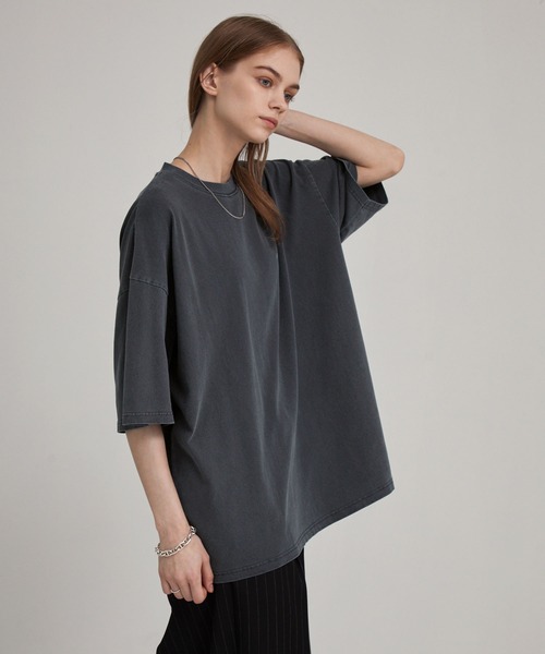 EMMA CLOTHES（エマクローズ）の「ヴィンテージライク ピグメント加工 フラワーグラフィックプリント オーバーサイズ半袖Tシャツ（Tシャツ/カットソー・レディース・ブラック系1/ブラック系/ホワイト系/ホワイト系1/ネイビー系・M/L）」の19枚目の写真