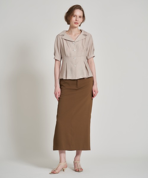 ESTNATION エストネーション  リネン　長袖シャツ  40 オフブラウン ESTNATION / オープンカラーシャツ｜ESTNATION ONLINE STORE