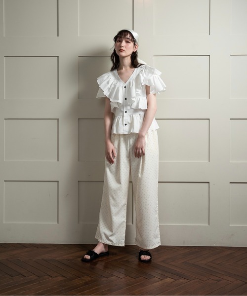 2way frill french sleeve blouse / 2wayフリルフレンチスリーブ