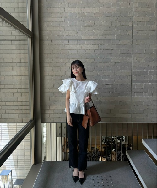 2way frill french sleeve blouse / 2wayフリルフレンチスリーブ