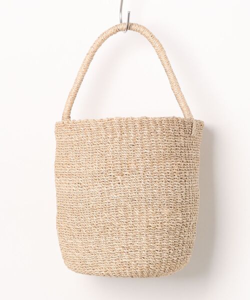 EARTH MADE（アースメイド）の「ABACA ROUND BAG（かごバッグ・レディース・ライトグレー/ナチュラル/グリーン/ブルー/イエロー/ピンク・FREE）」の3枚目の写真