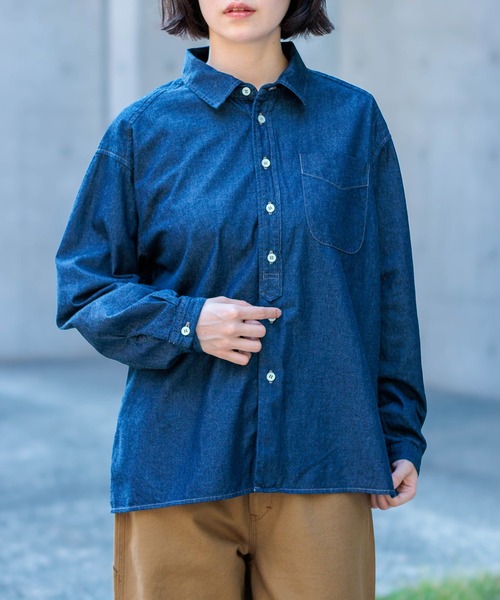 D.M.G.（ドミンゴ）の「[D.M.G / ディーエムジー] 5ozデニム ナチュラルシャツ（シャツ/ブラウス・レディース・ワンウォッシュ・3/2）」の2枚目の写真