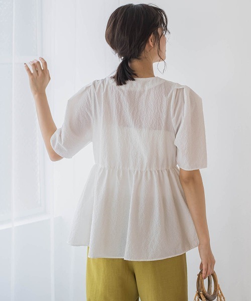 Droite lautreamont(ドロワットロートレアモン)の「カラミタンブラーZIPブラウス≪手洗い可能≫(シャツ/ブラウス・レディース・オフホワイト/ブラック/ベージュ・M)」の8枚目の写真