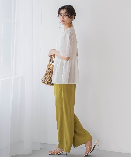 Droite lautreamont(ドロワットロートレアモン)の「カラミタンブラーZIPブラウス≪手洗い可能≫(シャツ/ブラウス・レディース・オフホワイト/ブラック/ベージュ・M)」の10枚目の写真