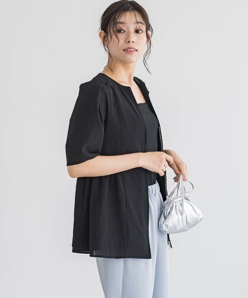 Droite lautreamont(ドロワットロートレアモン)の「カラミタンブラーZIPブラウス≪手洗い可能≫(シャツ/ブラウス・レディース・オフホワイト/ブラック/ベージュ・M)」の16枚目の写真