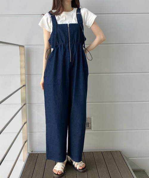 【中古品】Jane Marple リボンつきデニムサロペット デニムサロペット レディース オールインワン ズボン ジーンズ