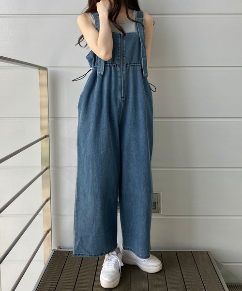 セール】デニムウエストドロストサロペット（サロペット