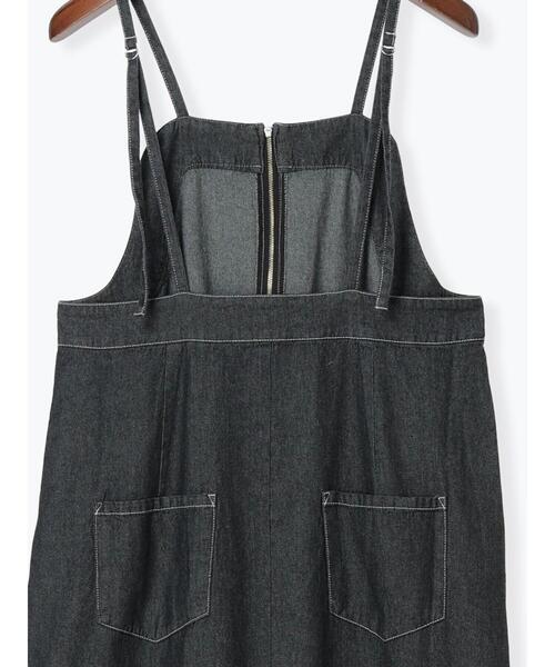 Te chichi TERRASSE（テチチテラス）の「◎フロントジップデニムジャンパースカート（ワンピース・レディース・ブルー/ブラック・F）」の4枚目の写真