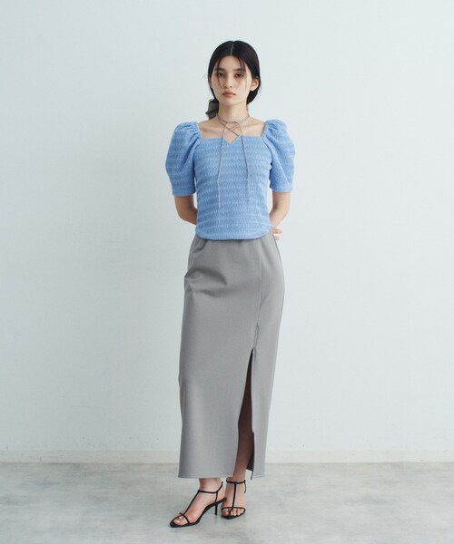 CODE A（コードエー）の「slit jersey skirt（スカート・レディース・オフホワイト/グレー/ブラック・34/36/38）」の6枚目の写真