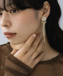 【LA MUE】ビジュー サークル ロングイヤリング