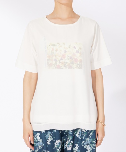 BELLUNA PLUS(ベルーナ)の「〈日比谷花壇〉シフォン重ねプルオーバー(Tシャツ/カットソー・レディース・ネイビー/ピンク/オフホワイト・MEDIUM/LARGE/X-LARGE)」の16枚目の写真