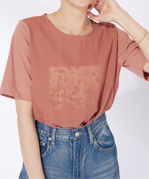 BELLUNA PLUS(ベルーナ)の「〈日比谷花壇〉シフォン重ねプルオーバー(Tシャツ/カットソー・レディース・ネイビー/ピンク/オフホワイト・MEDIUM/LARGE/X-LARGE)」の7枚目の写真