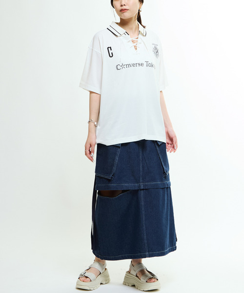 tシャツ LACE-UP COLLAR SOCCER TEE レディース メンズ LACE-UP COLLAR SOCCER TEE（Tシャツ/カットソー）｜CONVERSE
