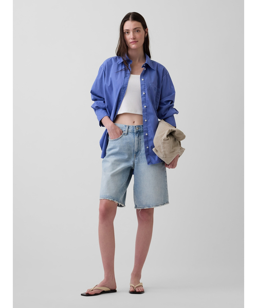 GAP（ギャップ）の「オーガニック コットンポプリン ビッグシャツ（シャツ/ブラウス・レディース・ホワイト×グリーン/ブルー/グリーン/ピンク/ブルー系その他/ピンク系その他・S/XXS/XS/M/L）」の8枚目の写真