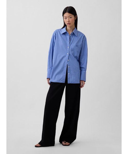 GAP（ギャップ）の「オーガニック コットンポプリン ビッグシャツ（シャツ/ブラウス・レディース・ホワイト×グリーン/ブルー/グリーン/ピンク/ブルー系その他/ピンク系その他・S/XXS/XS/M/L）」の11枚目の写真