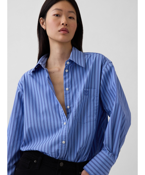 GAP（ギャップ）の「オーガニック コットンポプリン ビッグシャツ（シャツ/ブラウス・レディース・ホワイト×グリーン/ブルー/グリーン/ピンク/ブルー系その他/ピンク系その他・S/XXS/XS/M/L）」の18枚目の写真